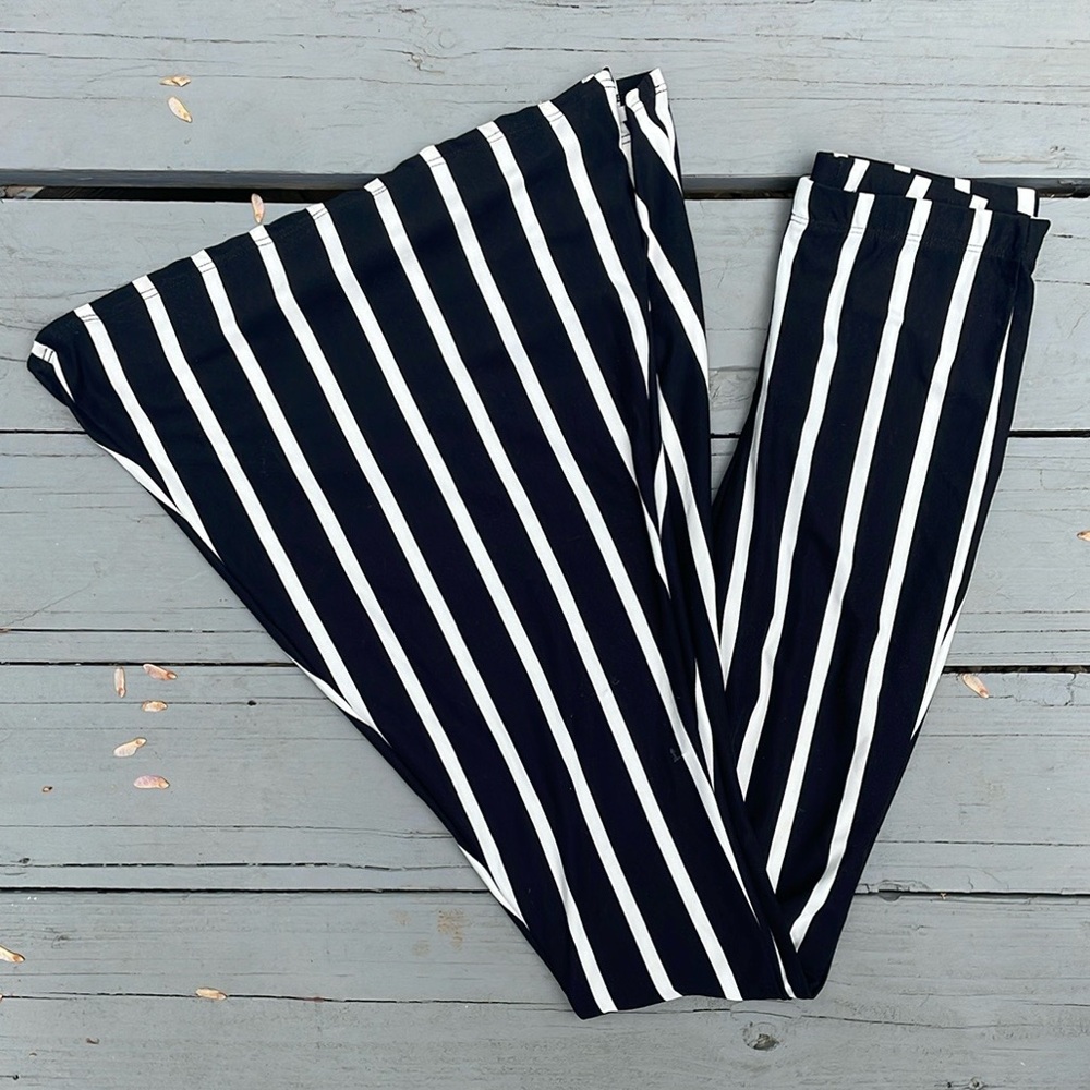 High-Rise Striped Palazzo Wide Leg Pants